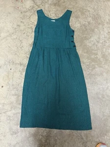 VTG Lanz Dress Womens Size 10 CottageCore Grannycore Prairie Plaid Green/Black - Picture 1 of 11