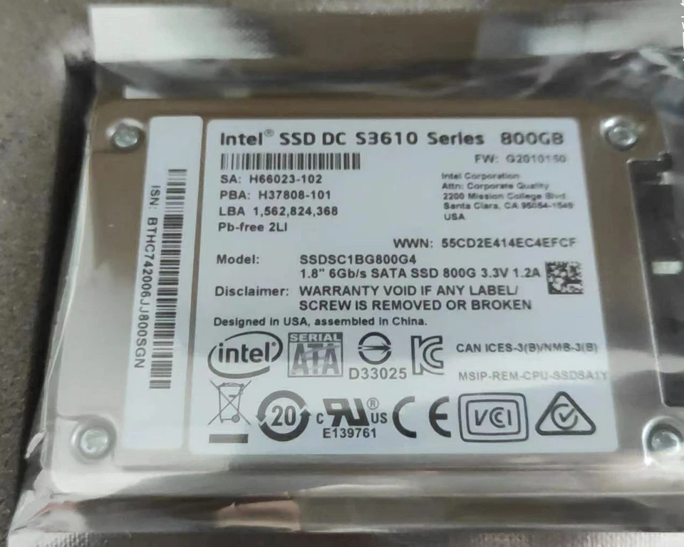 Intel  S3610 Series 800GB SSD Solid State Drive SSDSC1BG800G4 SATA III New - Image 1 of 4