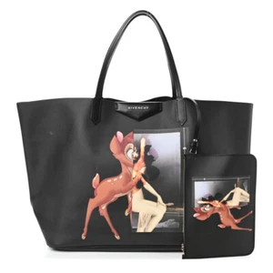 GIVENCHY Black Textured Coated Canvas Bambi Antigona Large Tote Bag - Picture 1 of 9