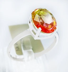LAB CREATED 3.34 Cts TOURMALINE RING 10K SOLID WHITE GOLD - New With Tag - Picture 1 of 6