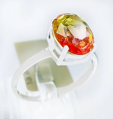 LAB CREATED 3.34 Cts TOURMALINE  RING 10K  SOLID WHITE GOLD - New With Tag - Image 1 of 4