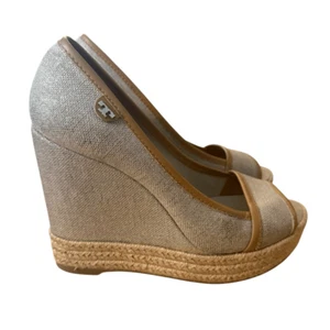 Tory Burch Mallorca Leinen Open Toe Keilabsatz Größe 37 - Bild 1 von 11