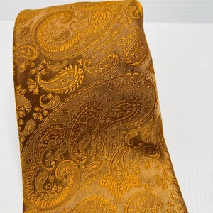 Mikado Vintage Mens Tie Bronze Paisley Self Tipping Broad Blade Label Keeper - Picture 1 of 8
