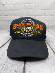 VINTAGE 61st ANNUAL BIKE WEEK 2001 MYRTLE BEACH, SC BLACK SNAPBACK HAT CAP