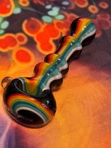 Phoenix Star Black Rainbow Glass Pipe – Vibrant Color Swirl 5” Collector Piece - Picture 1 of 4