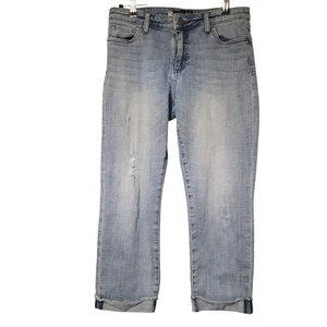 KUT From The Kloth Jeans Womens 10 Blue Amy Crop Straight Leg Raw Hem 30x24 - Picture 1 of 5