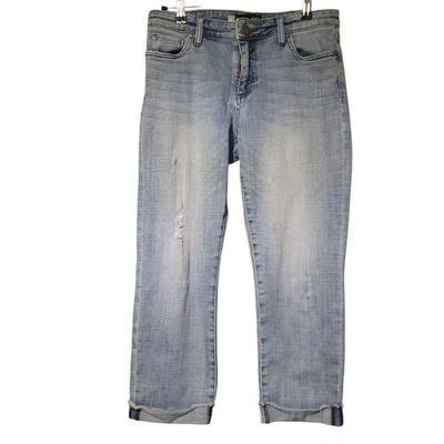 KUT From The Kloth Jeans Womens 10 Blue Amy Crop Straight Leg Raw Hem 30x24 - Image 1 of 4