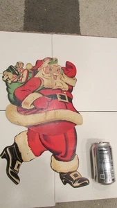 Vintage 1950s Mechanical Jointed 18" Cardboard Santa Claus Die Cut Lithograph - Picture 1 of 4