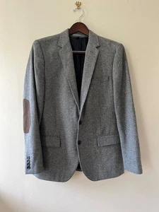 J Crew Mens Lublow Wool Yorkshire Moon Tweed Elbow Patches Sport Coat Jacket 40R - Picture 1 of 9
