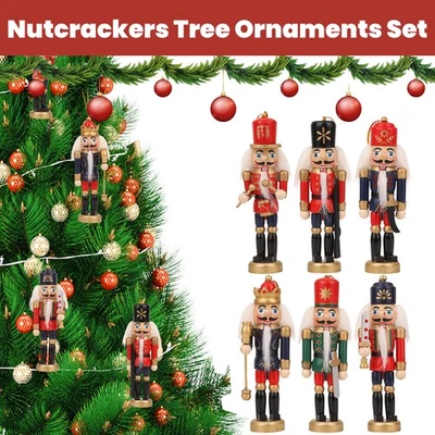 6pcs Nussknacker Verzierungen – Holz Mini 13cm Christbaum Wandbehang MDF Dekor - Bild 1 von 4