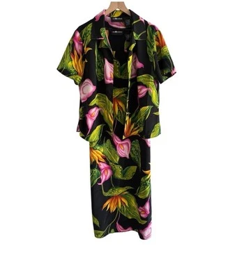 Vintage Floral Blouse & Maxi Dress Set Size 14 Tropical Vacation Hawaiian Resort - Image 1 of 4