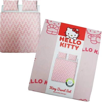 Set piumone e federa king size Hello Kitty rosa reversibile biancheria da letto George Home - Immagine 1 di 4