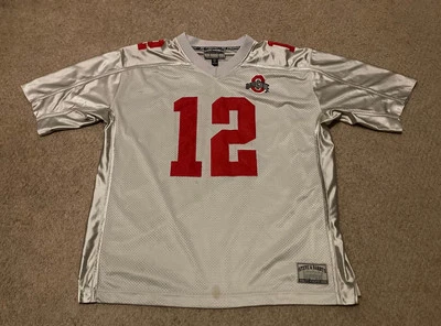 Camiseta De Colección Y2K Ohio State Buckeyes University Para Hombres #12 Plata Fútbol Rara Foto 1 de 4