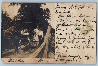 1907 Women With Child Riding Horse Carriage Monroe NC RPPC Photo Posted Postcard - Image 1 of 2