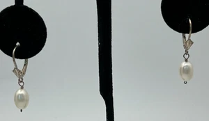Pendientes colgantes de perlas de plata de ley - Imagen 1 de 3