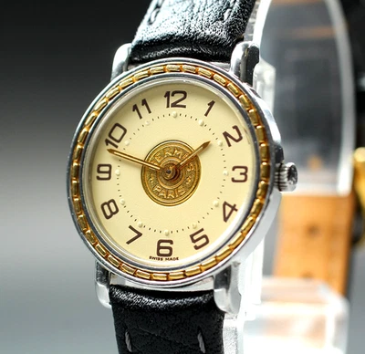 [Casi COMO NUEVO] Reloj para mujer Hermes Serie 23 mm esfera marfil cuarzo dorado de Japón Foto 1 de 4