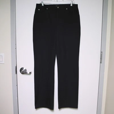 $635 ESCADA - Black Cotton Stretch 5-Pocket Straight Leg Pants - Women's Size 42 - Image 1 of 4