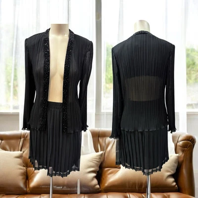 Envoltura / Patra, Mujer, Chaqueta + Faldas Traje Cóctel, Negro, Talla 10, Tubos, Plisado.! Foto 1 de 4