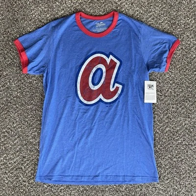 Camiseta Atlanta Braves Majestuosa Colección Cooperstown Camiseta Retro Logo Para Hombre M Foto 1 de 4