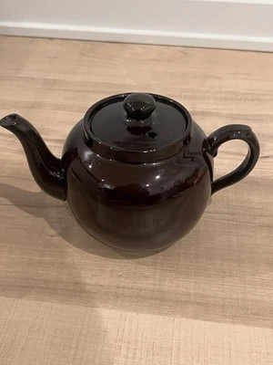 Bule de porcelana Sadler Brown Betty esmalte manganês escuro feito na Inglaterra vintage - Imagem 1 de 4