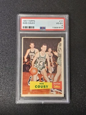 Bob Cousy Rookie 1957 Topps #17 - PSA 4 en muy buena condición-excelente Foto 1 de 2
