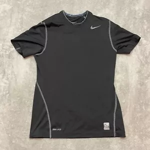 Nike Pro Combat Men’s Fitted Shirt Sz Small Black Base Layer Short Sleeve - Picture 1 of 9
