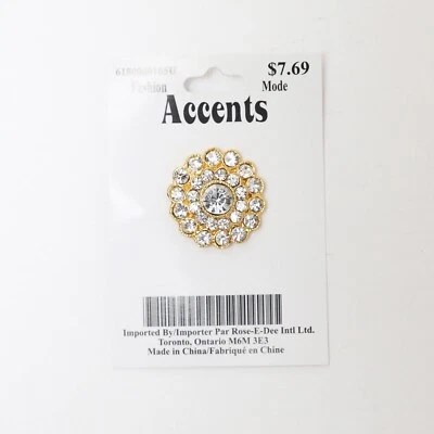 NWT Floral crystal buttons yellow gold tone retro flower rose peony new light - Image 1 of 4