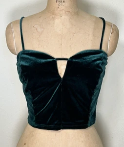 Charlotte Russe Y2K Hunter Green Velvet Crop Tank Top Cami Size Large Whimsygoth - Picture 1 of 11