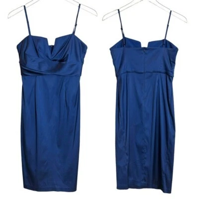 Donna Ricco New York Royal Blue Satin Knee Length Cocktail Dress Size 4P - Image 1 of 4