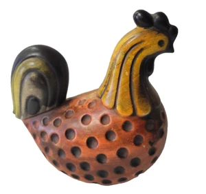 Statuina gallo pollo Ardco C-156 giallo arancione ceramica alta 5 1/2" Giappone - Foto 1 di 5
