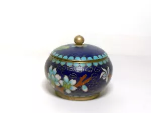 Chinese Cloisonne Copper Dynasty Palace Flower Jewellery Pot - Free P&P - Picture 1 of 5