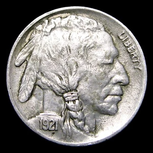 1921 2 Federn Büffelnickel ---- schöne Fehlermünze ---- #058E - Bild 1 von 4