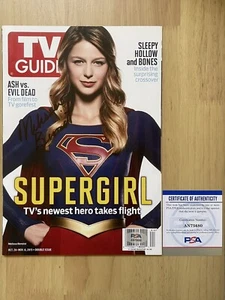 RARE! Melissa Benoist SUPERGIRL Full Signature TV GUIDE 2015 PSA COA - DC Comic - Picture 1 of 17