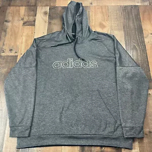 Adidas Dark Gray Pullover Hoodie With White Logo Outline Size 2XL Climawarm - Picture 1 of 12