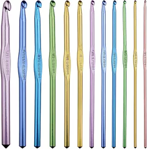 Set of 12 High Quality Aluminium Crochet Hooks Needles Yarn Weave Knit Craft Set - Picture 1 of 6