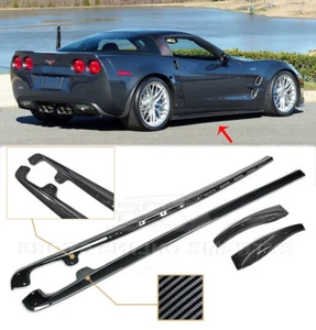 HYDRO CARBON FIBER Side Skirts For 05-13 Corvette C6 Z06 | ZR1 Style & Mud Flaps - Picture 1 of 9