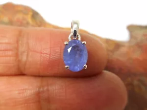 Piccolo Ciondolo Ovale Argento Sterling 925 Blu TANZANITE - Foto 1 di 6