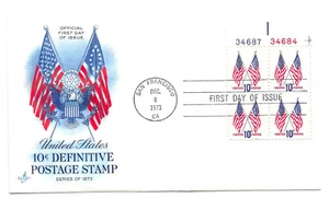 1509, 50 Star + 13 Star Flags, pane, ArtCraft, plate block FDC - Picture 1 of 1
