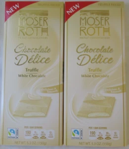 2 RIEGEL MOSER ROTH WEISSE SCHOKOLADE DELICE TRÜFFEL GEFÜLLT 5,3 OZ RIEGEL - Bild 1 von 3