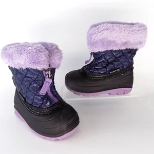 KAMIK KIDS BABY GIRLS FLUFFBALL BOOT NAVY WATERPROOF Size 6.0 K, Winter Boots - Picture 1 of 11