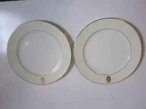 2 CAULDON ENGLAND C.A. SELZER V2984 8.875" GOLD TRIM CREAM RIM LUNCH PLATES - Picture 1 of 4