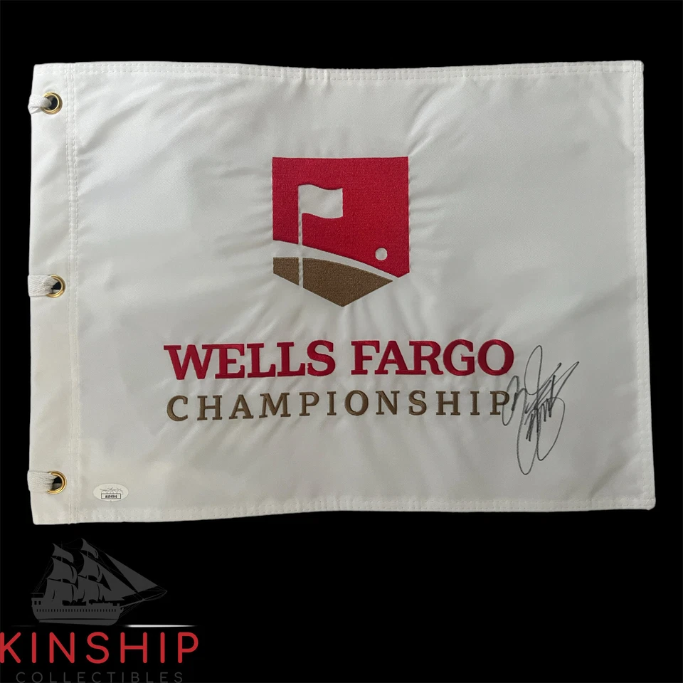Rickie Fowler signed Wells Fargo Pin Flag JSA COA Masters PGA Golf Auto G65 - Image 1 of 1