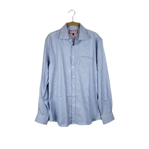 Thomas Pink Traveller Slim Fit Hemd Blau Weiß Streifen Langarm Herren 15,5 - Bild 1 von 8