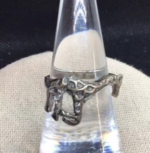 Vintage Sterling Silver 925 Unique Giraffe Ring Sz 7.5 Y1068 - Picture 1 of 6