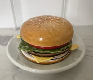 *MINT* Ceramic Deli Cheeseburger Coaster Set Jo Anne Marquardt 1979 COMPLETE SET - Picture 1 of 23