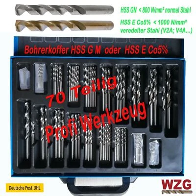 WZ-GATZE Bohrer Koffer Metallbohrer Spiralbohrer 70 Teiliger Koffer Profiwerkzeug