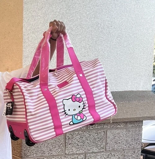 NWT HELLO KITTY 20" x 12" x 12" Repeat Logo Wheeled Carry-on Luggage Travel Bag - Image 1 of 1