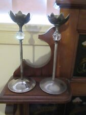 2 SILVER PLATED TALL CANDLE HOLDERS UNUSED