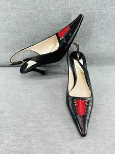 BRUNO MAGLI - Womens Heels Slingback Size 5.5 Black & Red HAND MADE IN ITALY  B7 - Picture 1 of 12