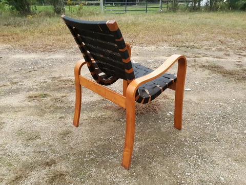 1940,s,Thonet,Aalto,Risom,style bentwood lounge chair with webbing Cover